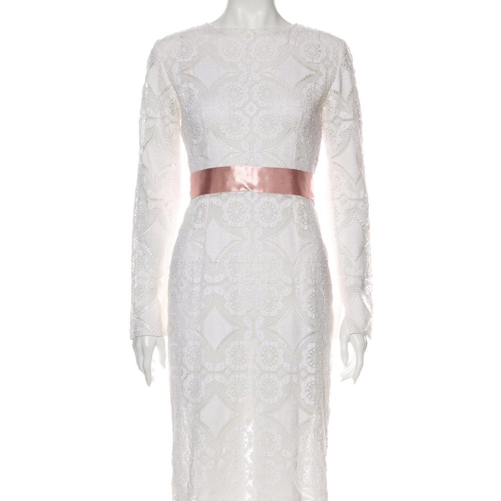 DOLCE & GABBANA Knit Lace Midi Length Dress